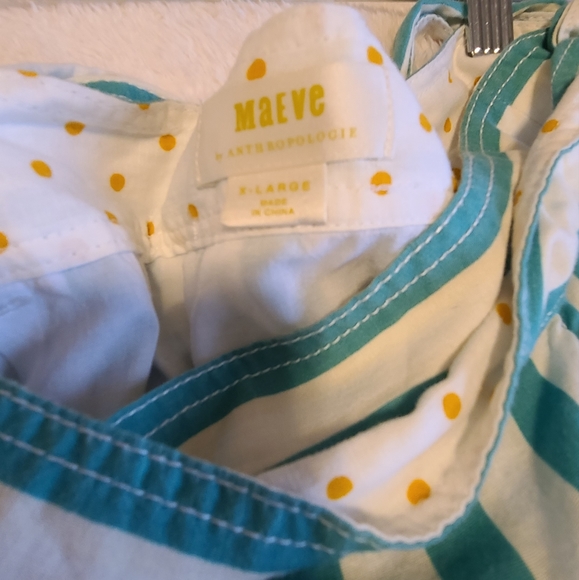 Anthropologie green and white stripe wrap skirt, size XL. - Picture 2 of 4